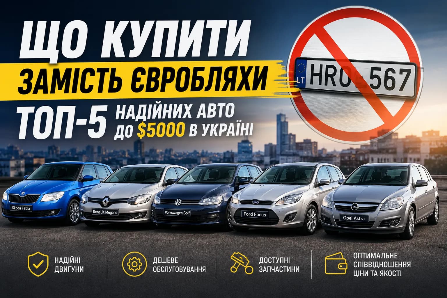Що купити в Україні до $5000. ТОП-5 надійних авто.