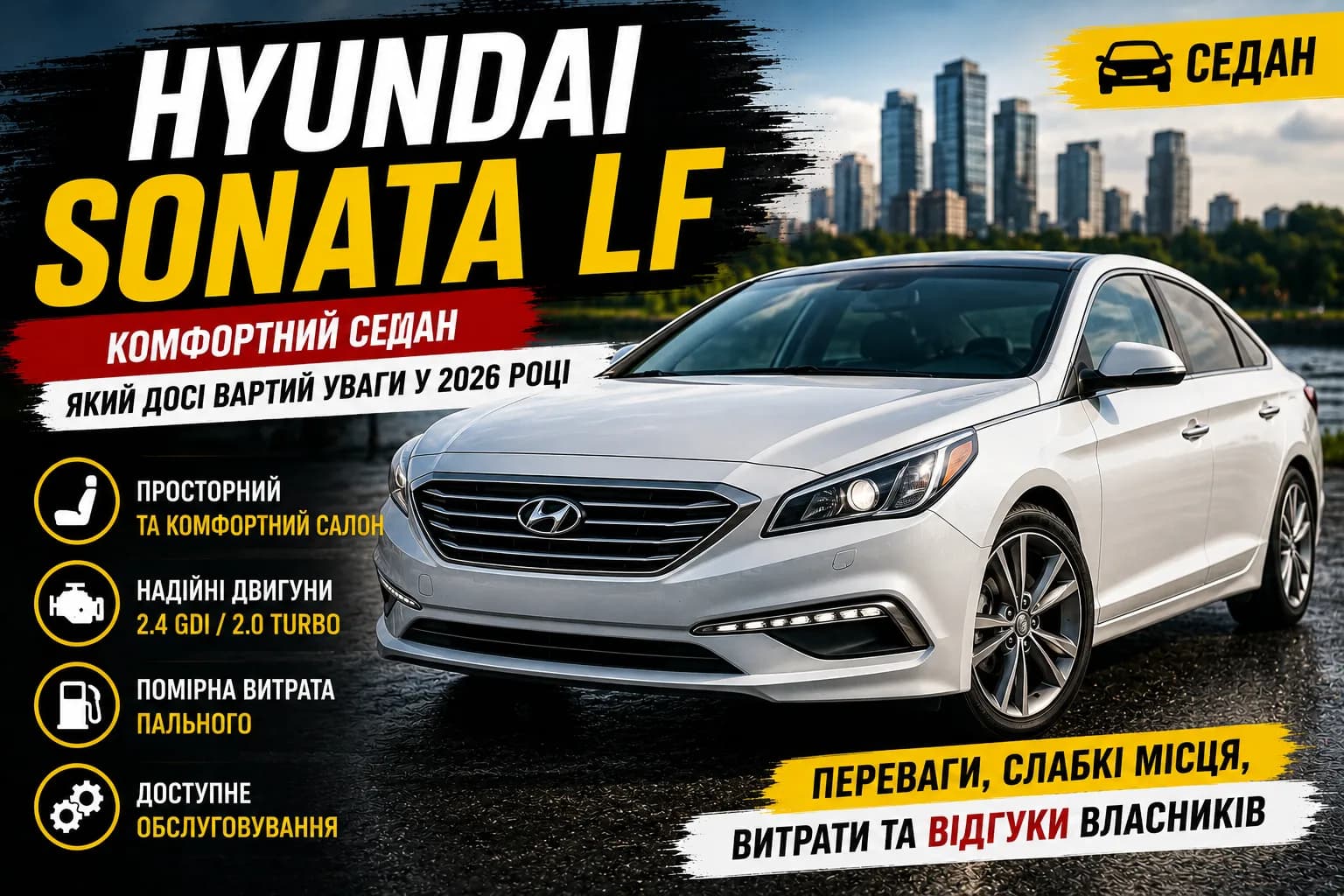 Hyundai Sonata LF: комфортний седан, який досі вартий уваги у 2026 році