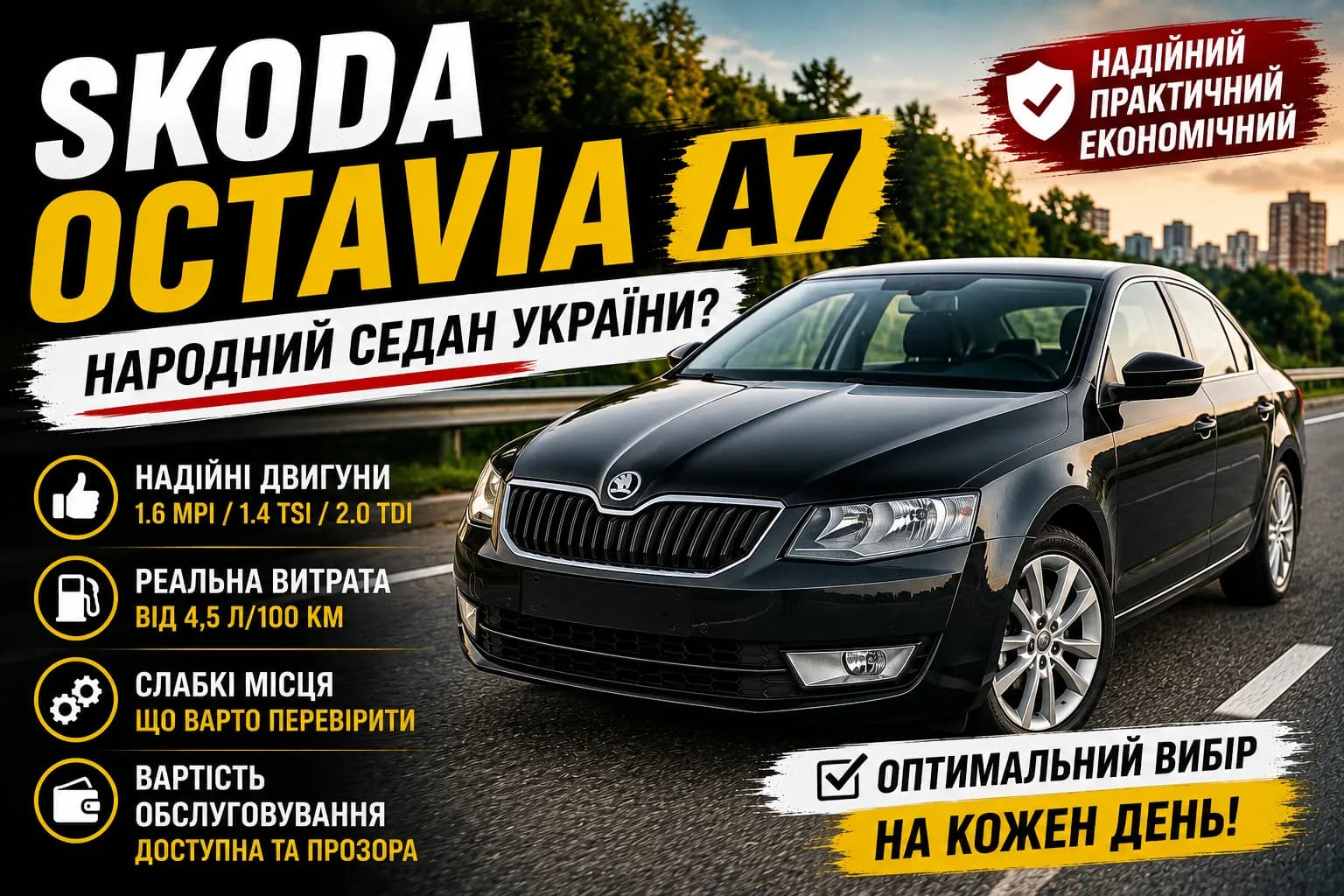 Skoda Octavia A7: седан, який став народним автомобілем в Україні