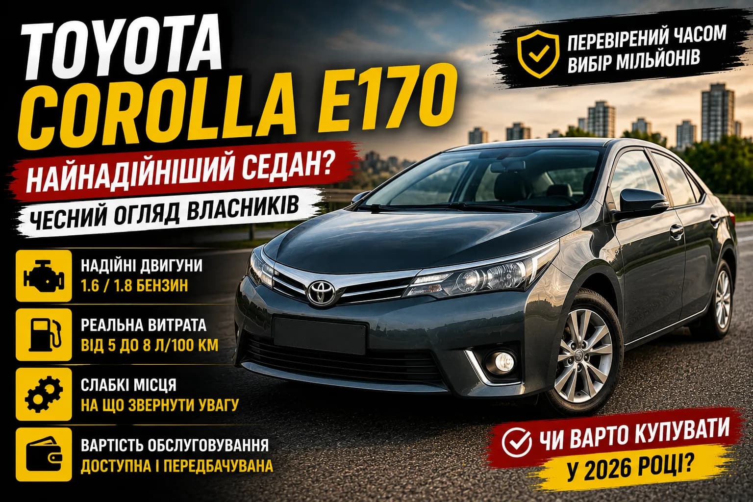 Toyota Corolla E170: чи справді це найнадійніший седан на вторинному ринку?