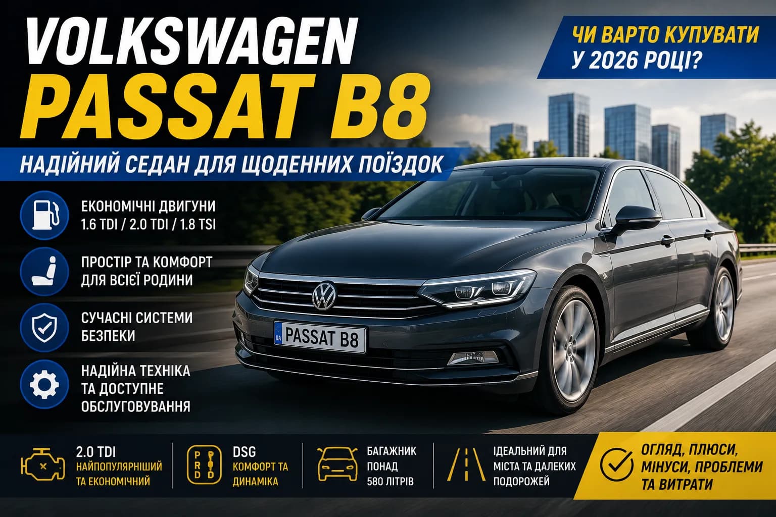 Volkswagen Passat B8: стоит ли покупать один из самых популярных седанов в Украине?