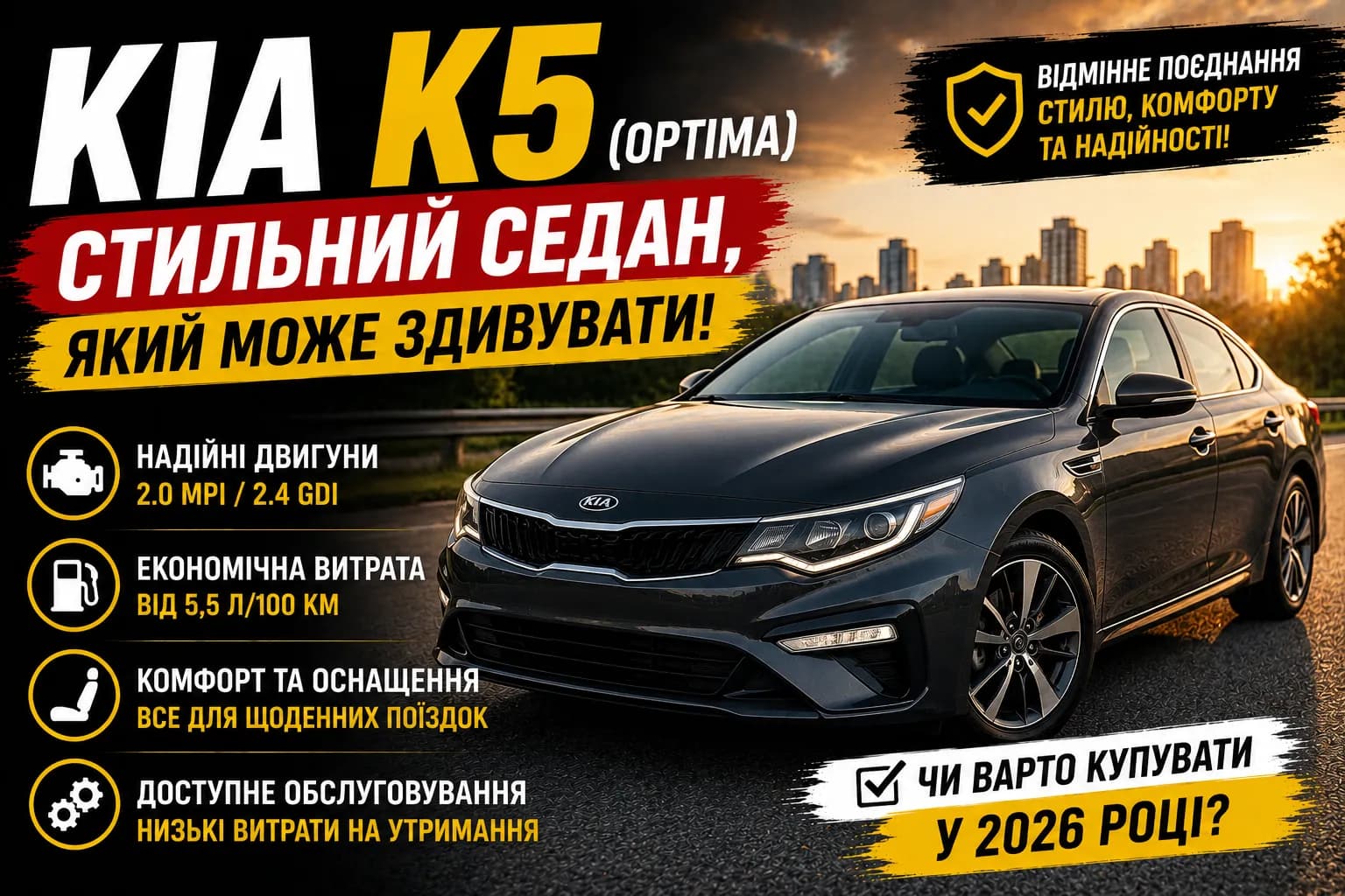 Kia K5 (Optima): стильный седан, который может удивить на вторичном рынке