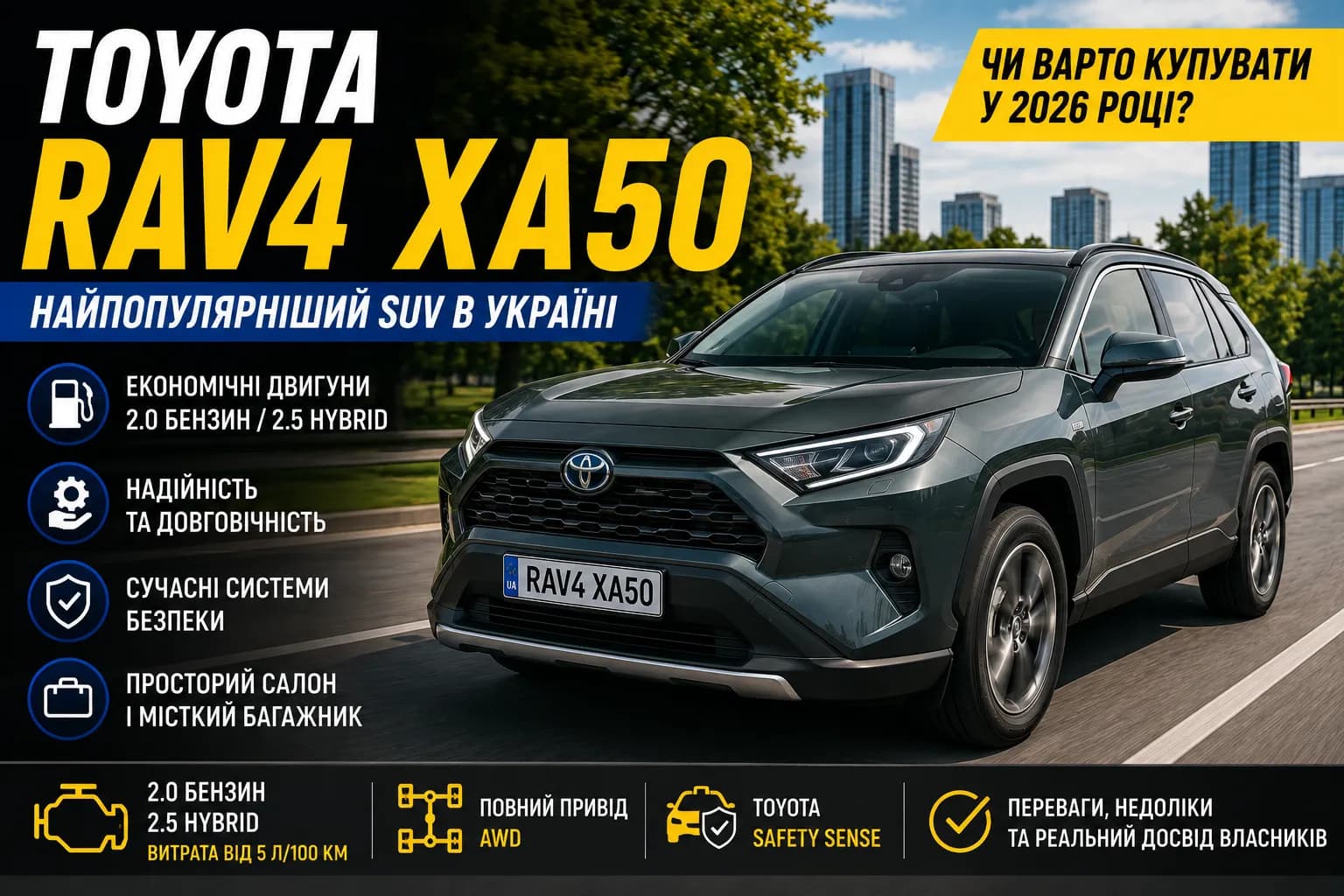 Toyota RAV4 XA50: чи варто купувати найпопулярніший SUV в Україні?