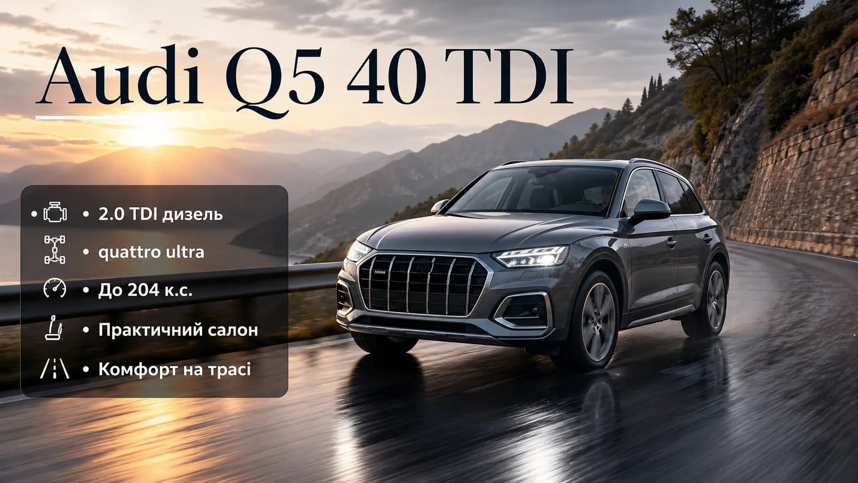 Audi Q5 40 TDI: сбалансированный дизельный кроссовер на каждый день