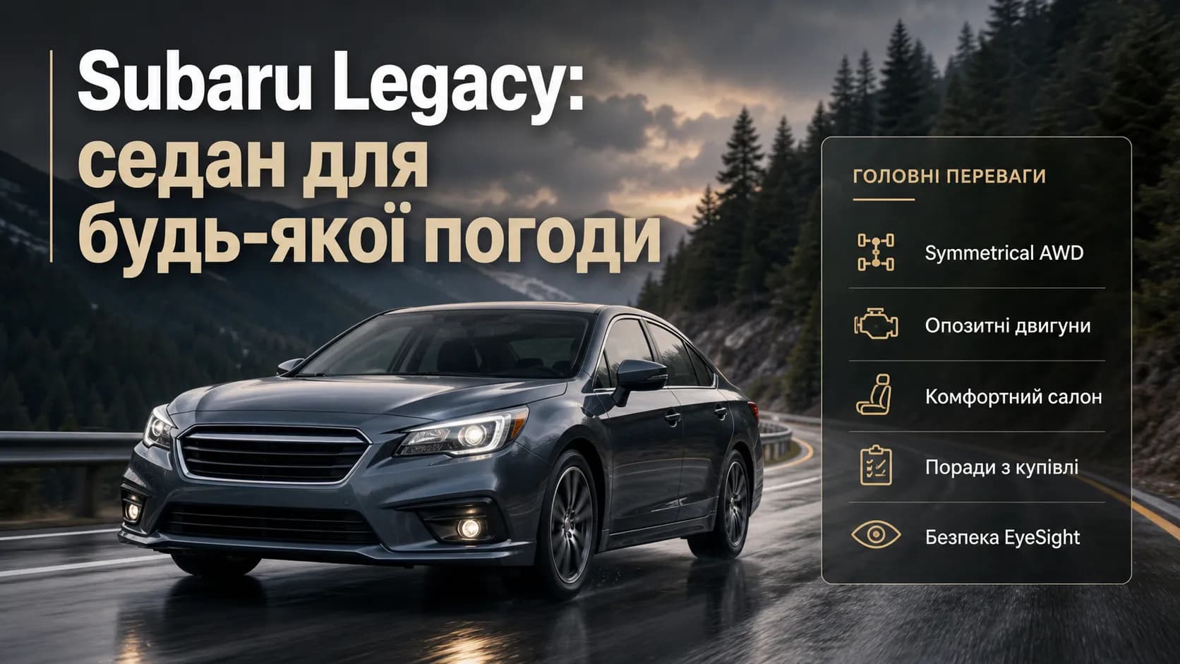 Subaru Legacy: практичний седан із повним приводом