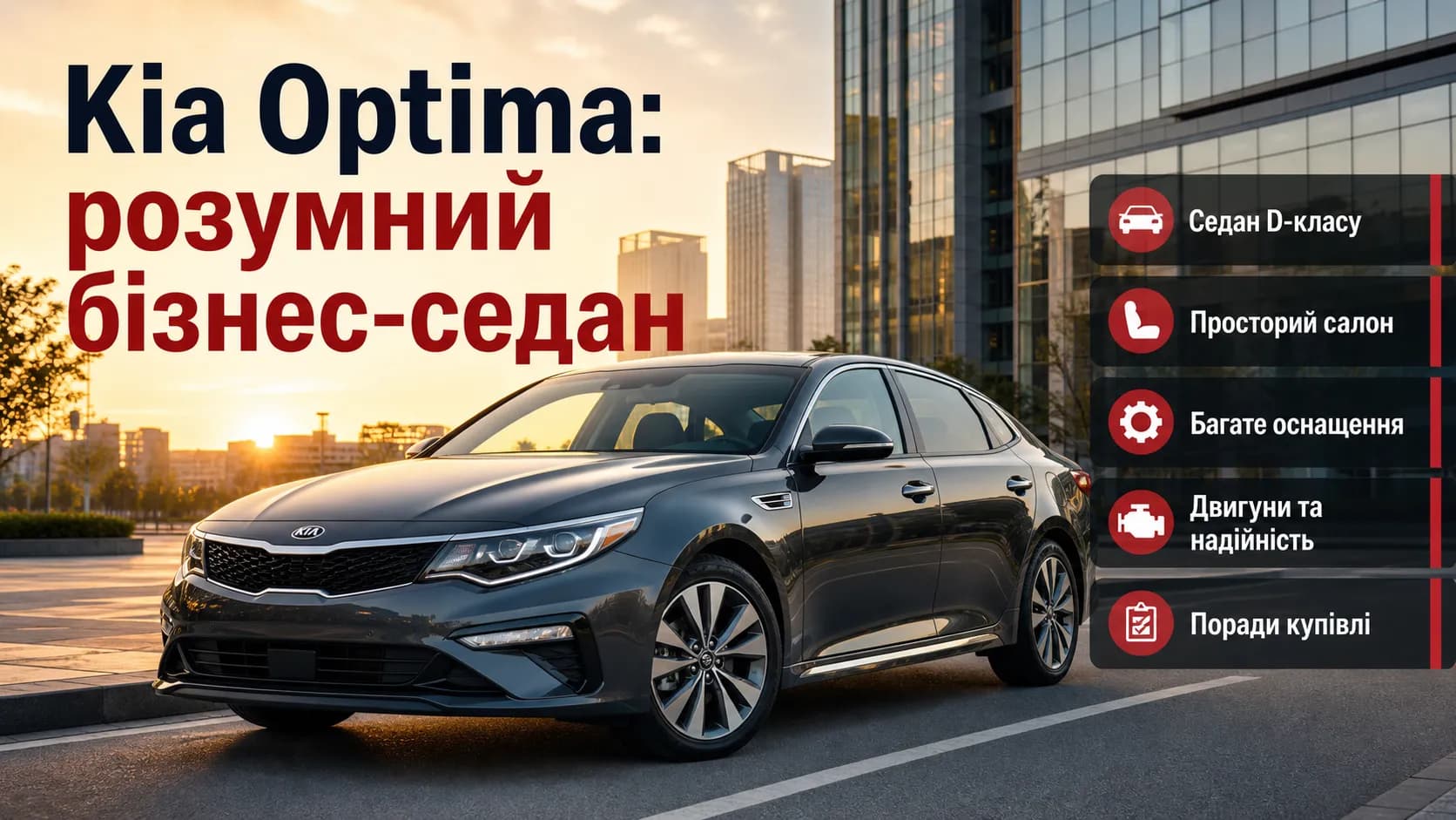 Kia Optima: зрілий бізнес-седан з практичним характером