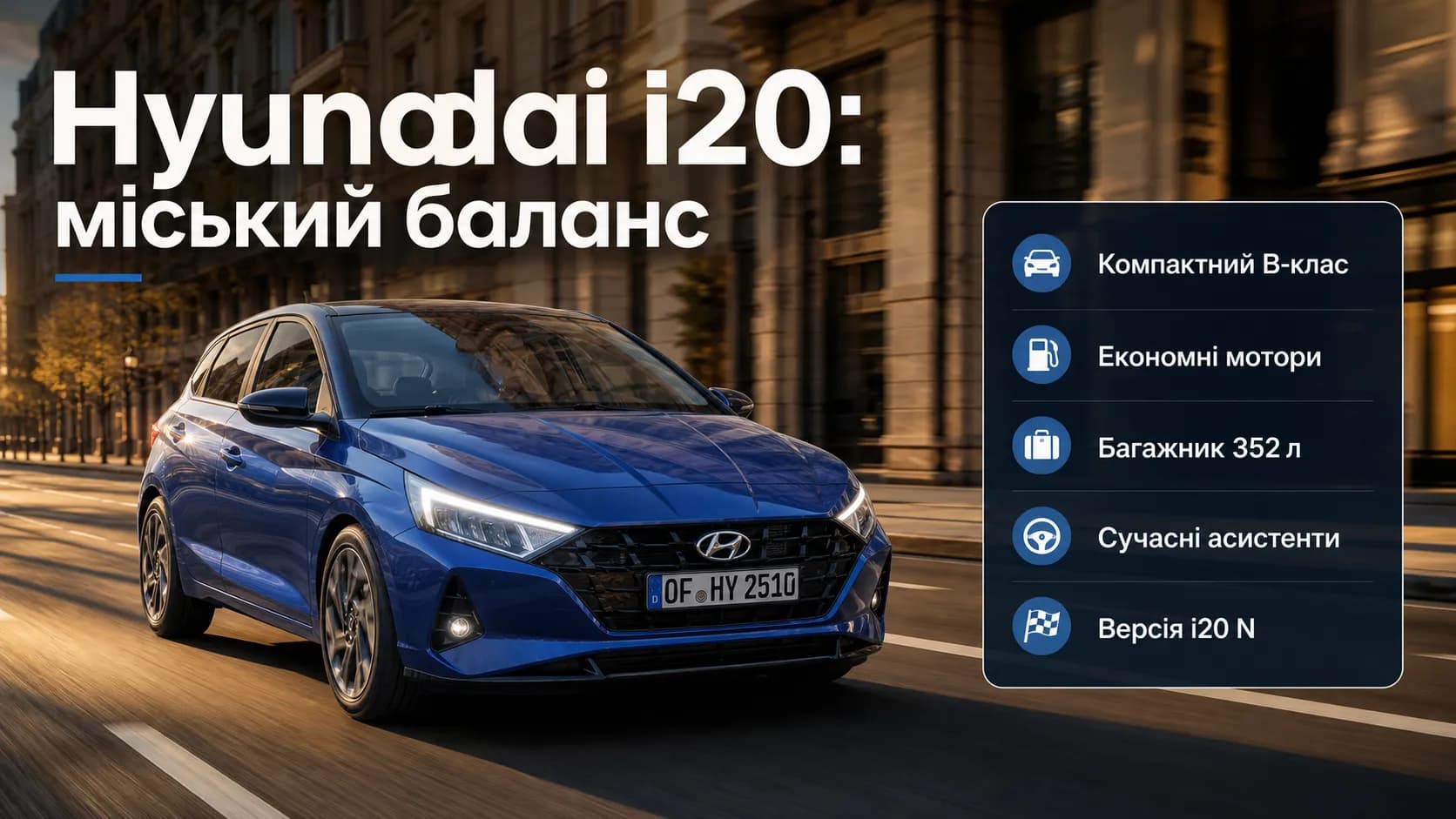 Hyundai i20: практичный хэтчбек для города и трассы