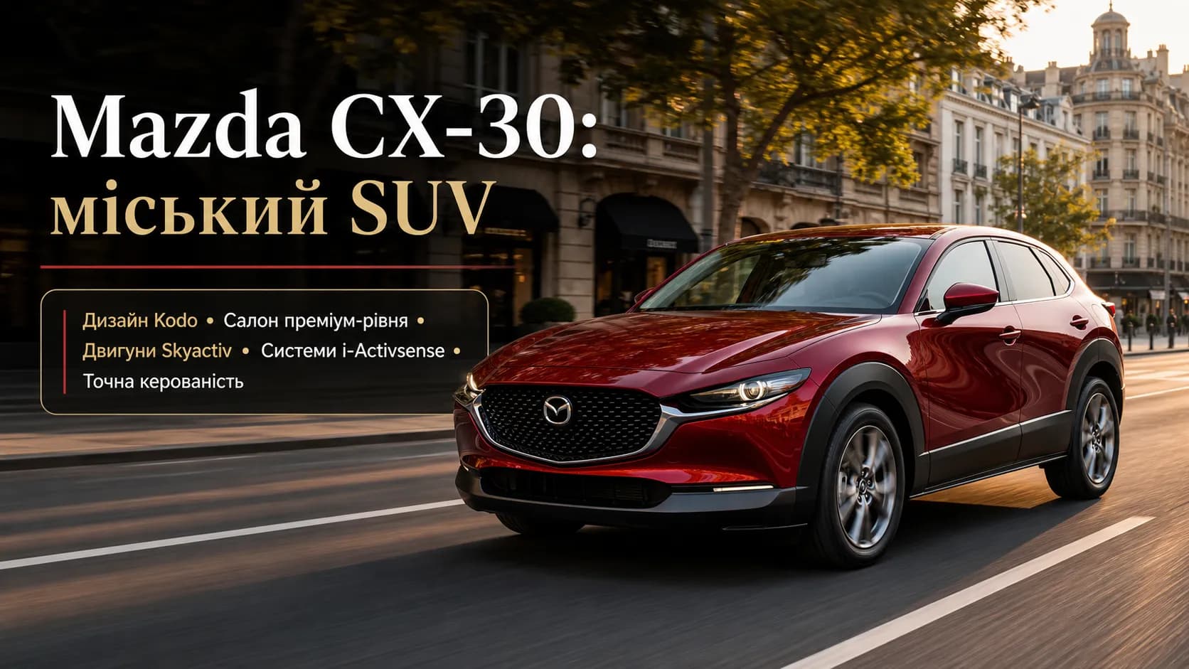 Mazda CX-30: сбалансированный кроссовер для города и поездок