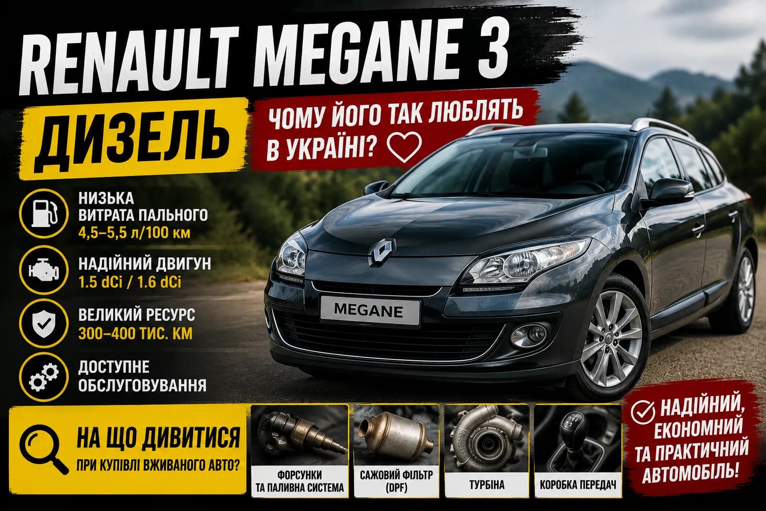 Вживаний Renault Megane 3 дизель: чому його так люблять в Україні та на що дивитися при купівлі