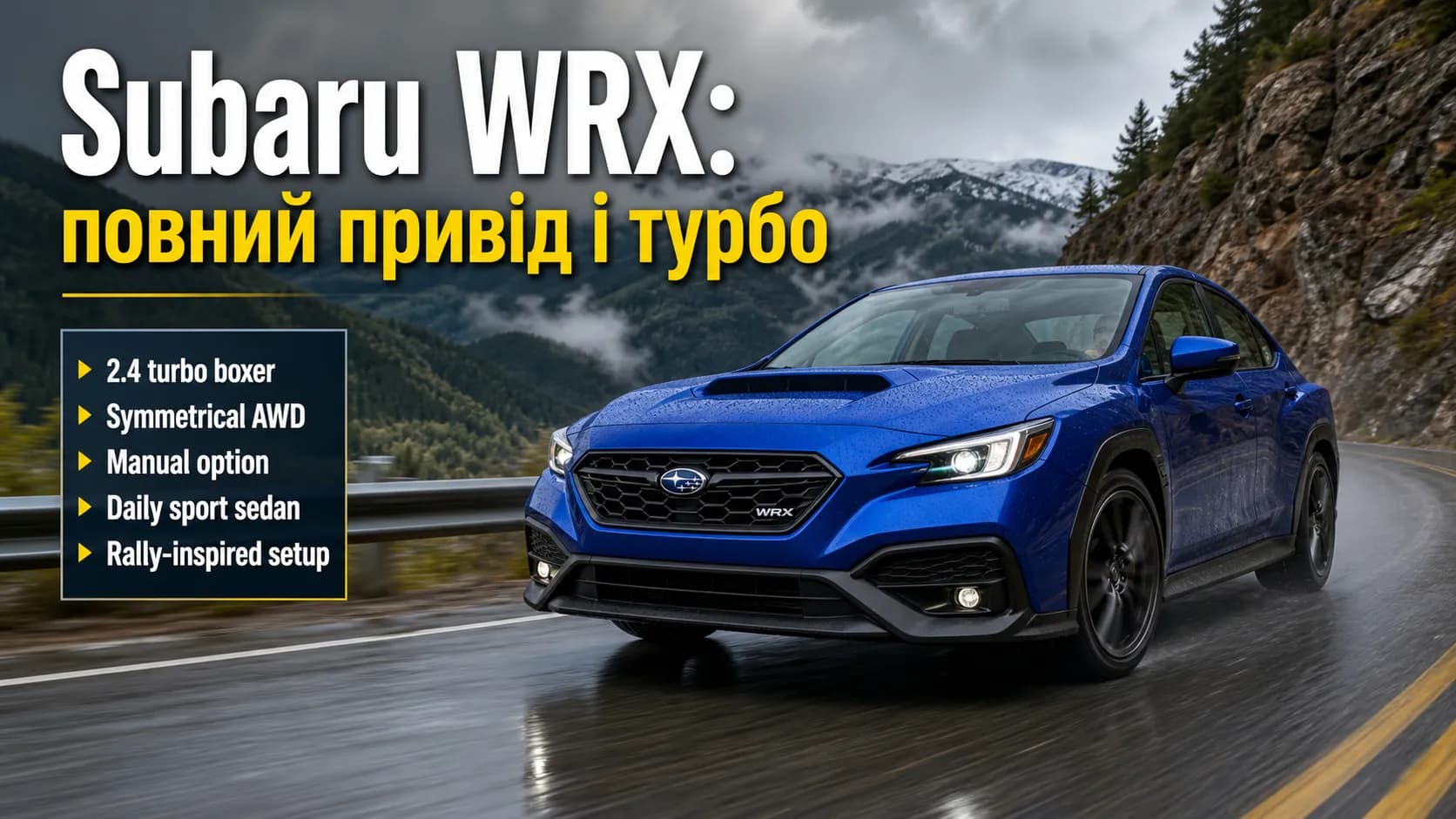 Subaru WRX: чесний спортивний седан із ралійним характером