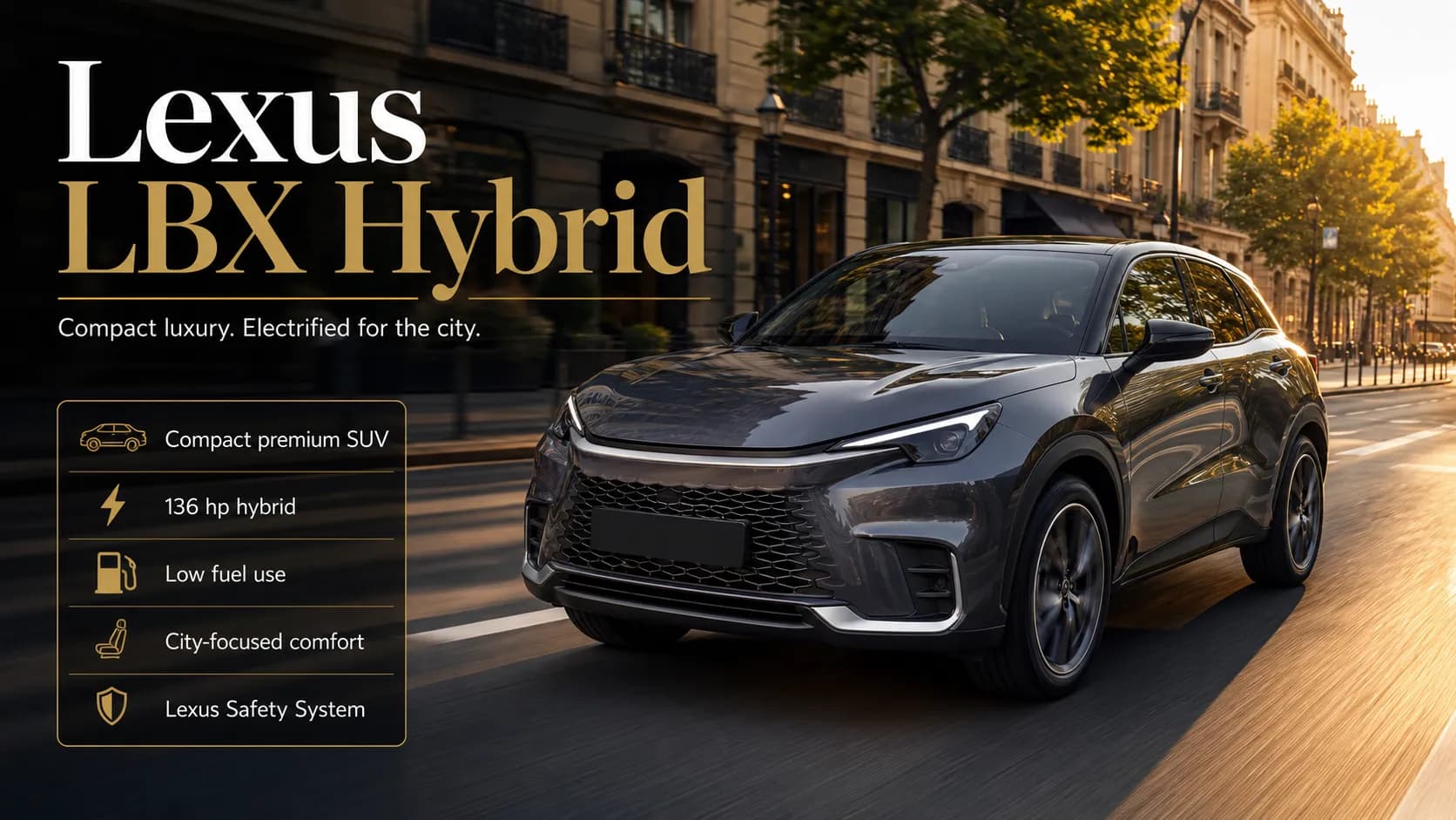 Lexus LBX Hybrid: компактний преміум-кросовер для міста